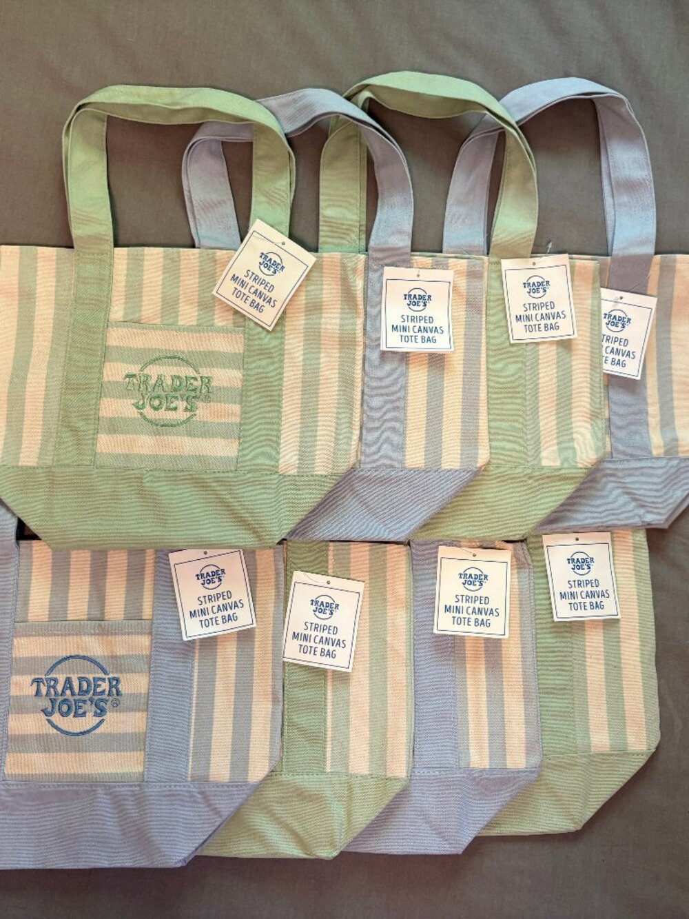 Trader Joe's SOLD OUT Summer Mini Tote (Set of 8 Blue & Green NWT)